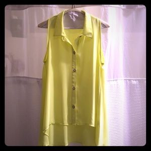 Neon yellow button down blouse